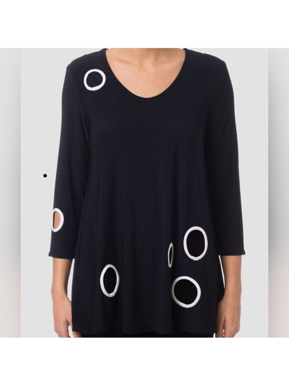 Womens Joseph RibKoff Smock Style B/W Tunic Top /Peekaboo Cut outs. Size 6